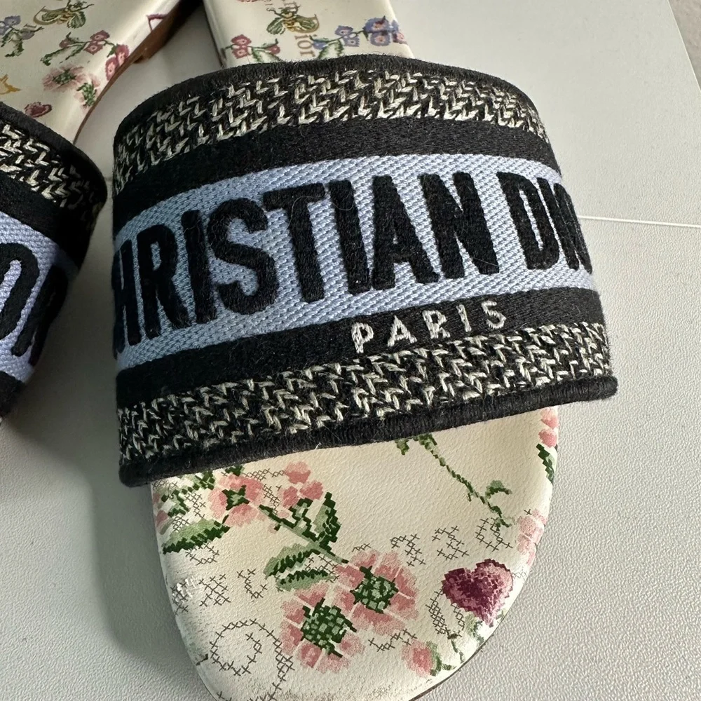Christian Dior Dway Floral Butterfly Slide Mule SZ EUR 37 US 7 - Picture 8 of 9